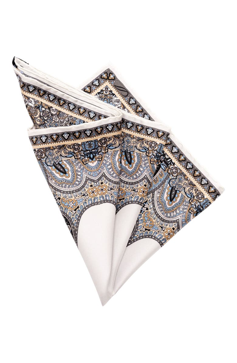 Elizabetta Perugia - Silk Pocket Square for Men, Alternate, color, Blue And Brown