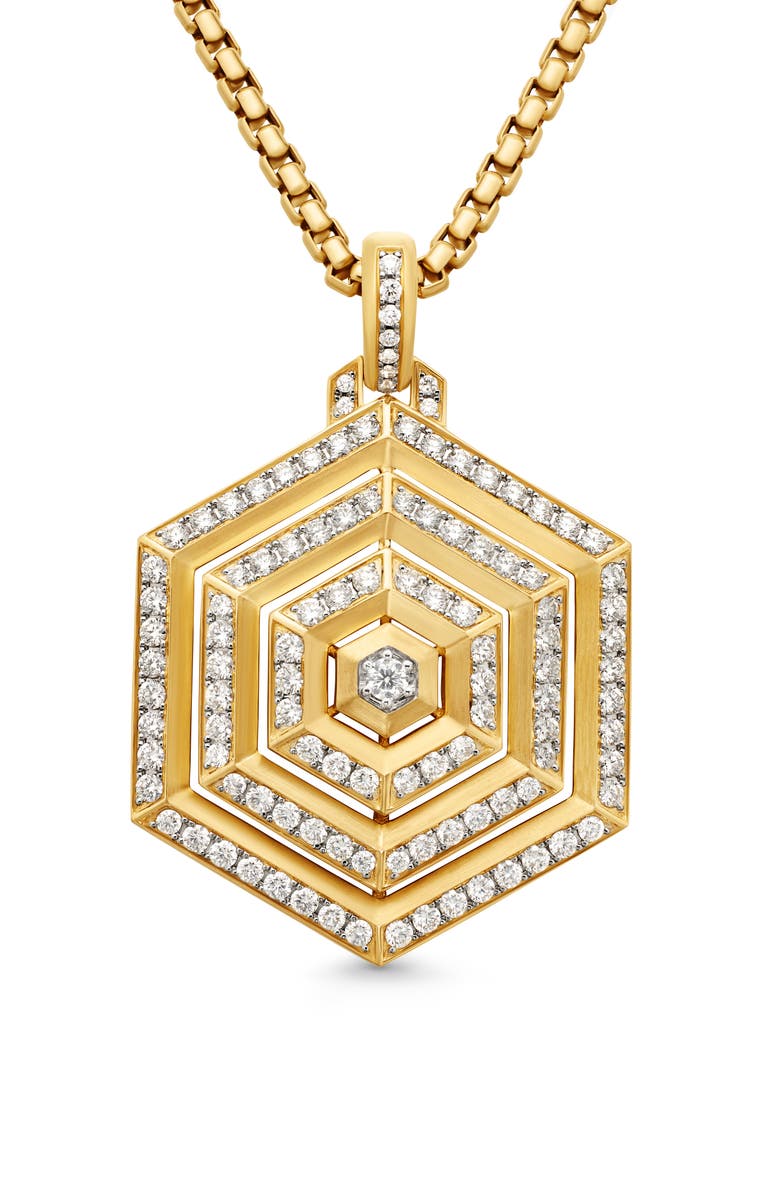 David Yurman Carlyle Pendant in 18K Yellow Gold with Full Pavé Diamonds, Alternate, color, 18K Yellow Gold