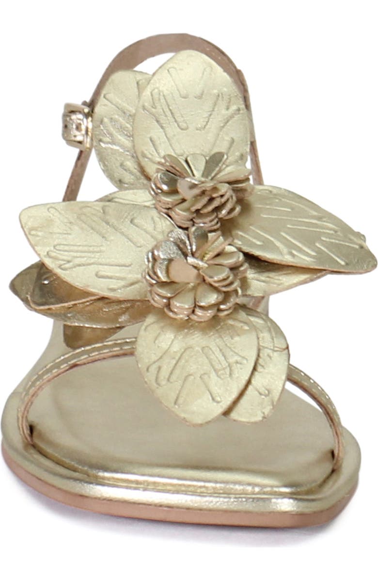 Diba True PER SHING Leather Floral Flat Dress Sandal, Alternate, color, Gold