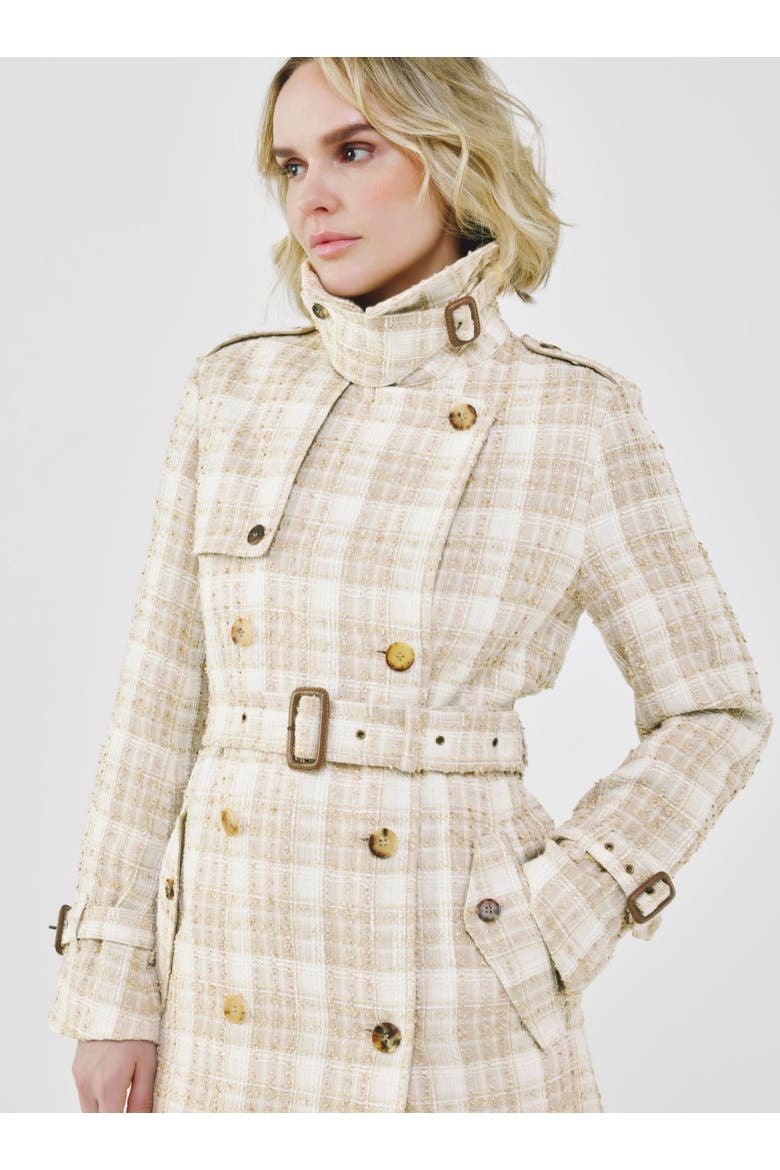 Heritage Plaid Tweed Trench, Alternate, color, Beige Tweed