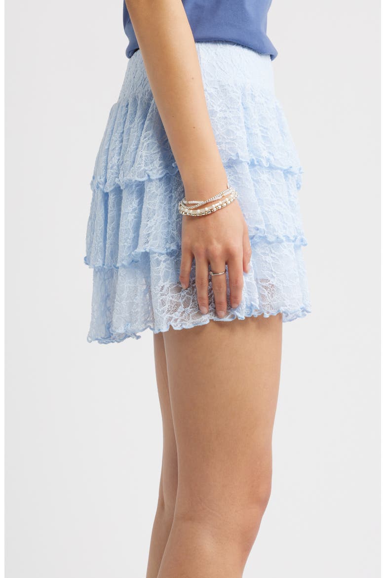 Lace Tiered Mini Skort, Alternate, color, BLUE BIRD