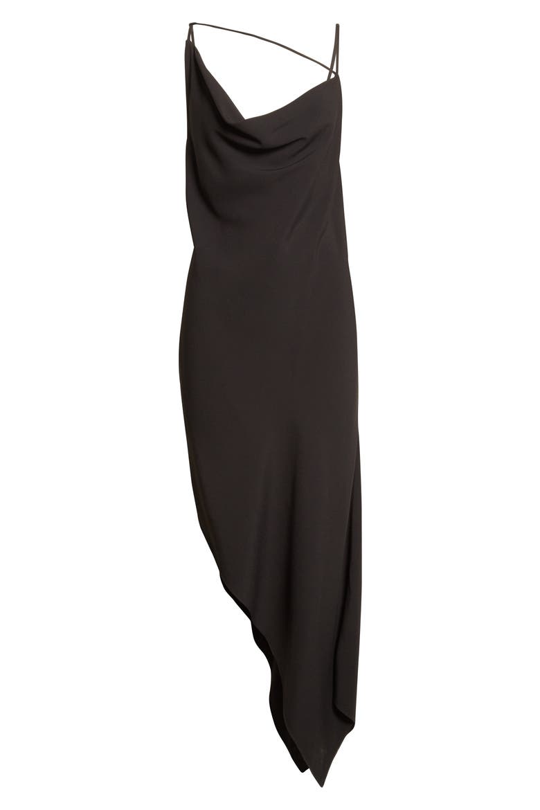 Crisscross Asymmetrical Slipdress, Alternate, color, BLACK