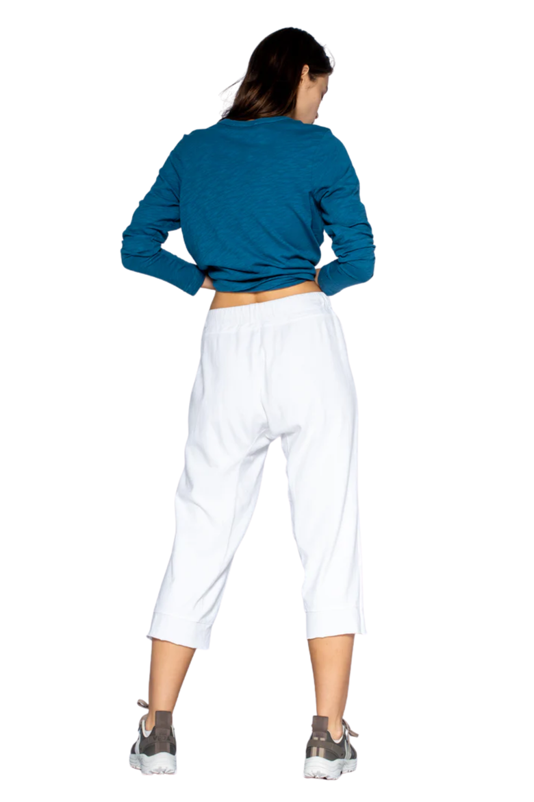 Crop Raw Jogger Easy Fit Pants, Alternate, color, White