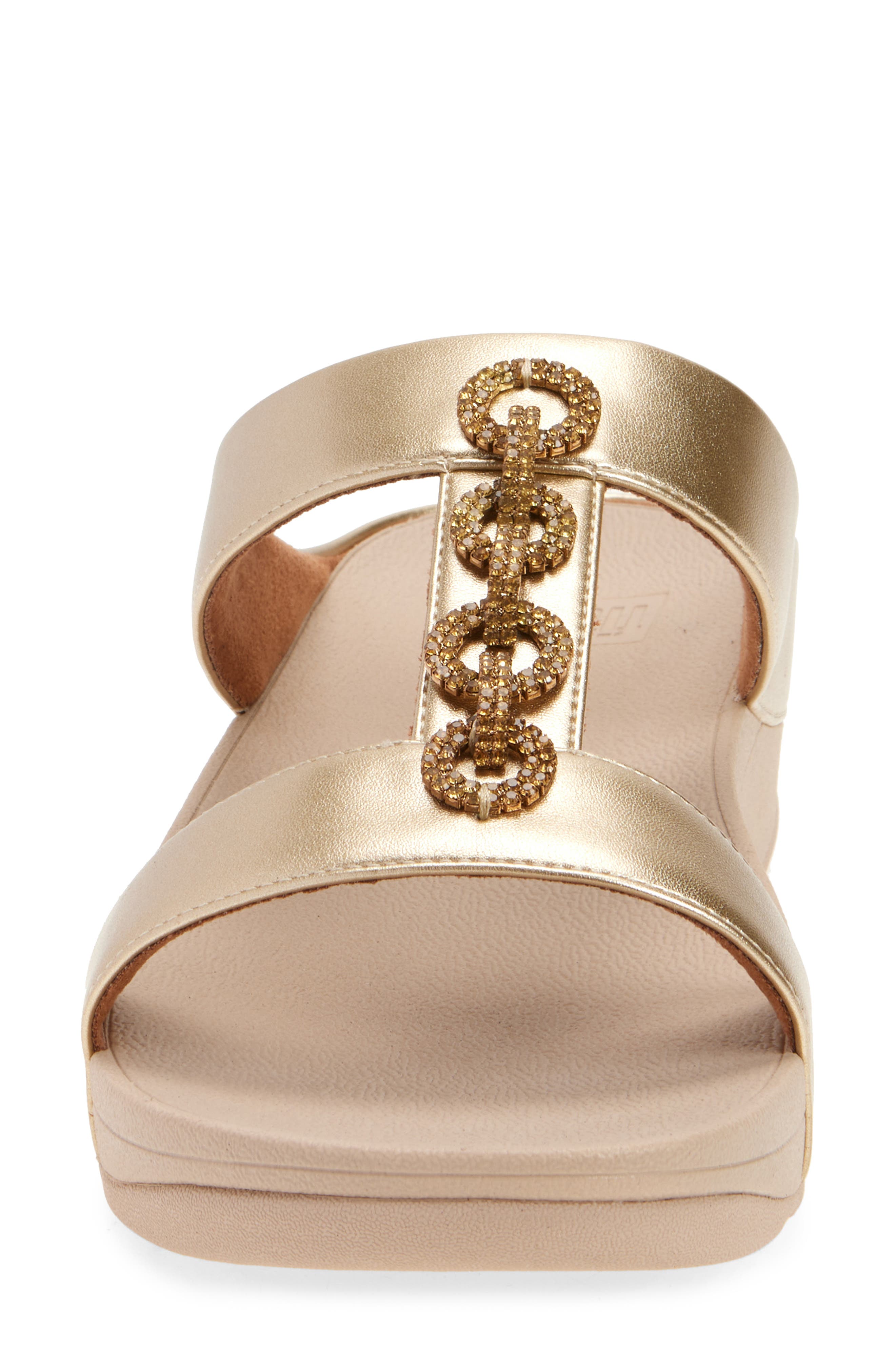 FitFlop Fino Sparkle Wedge Slide Sandal, Alternate, color, Platino