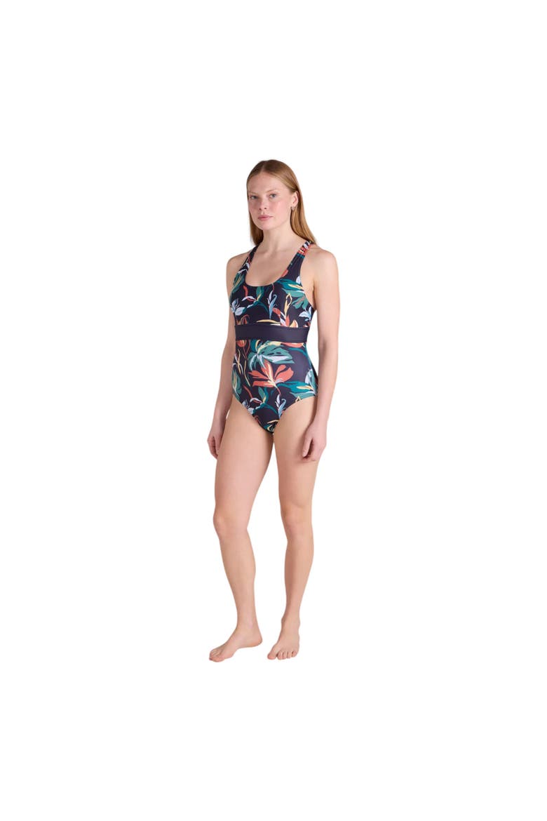 Womens/Ladies Yamba Flowers One Piece Swimsuit Swim, Alternate, color, Teal