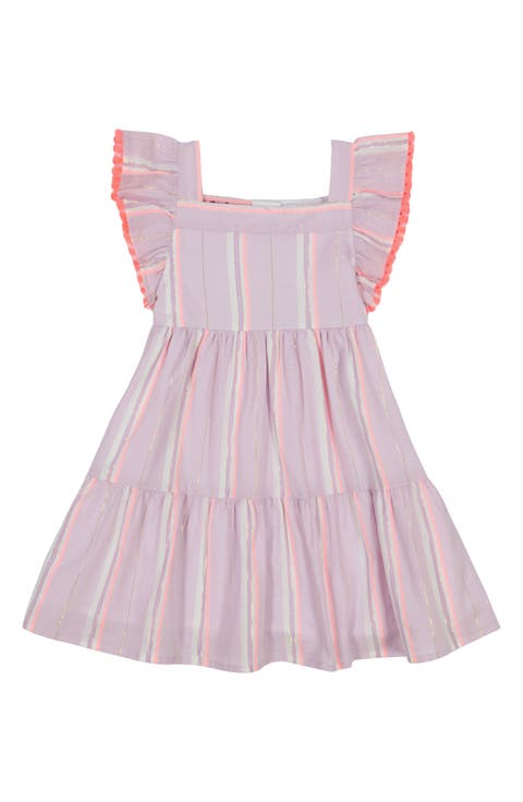 Kids' Metallic Woven Flutter Sleeve Dress (Toddler & Little Kid)