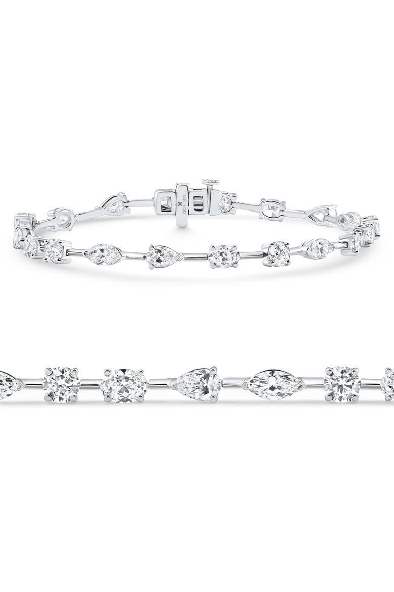 5Ct Mixed Cut Diamond Tennis Bracelet 7" 14k Gold Lab Grown, Main, color, 14k White Gold