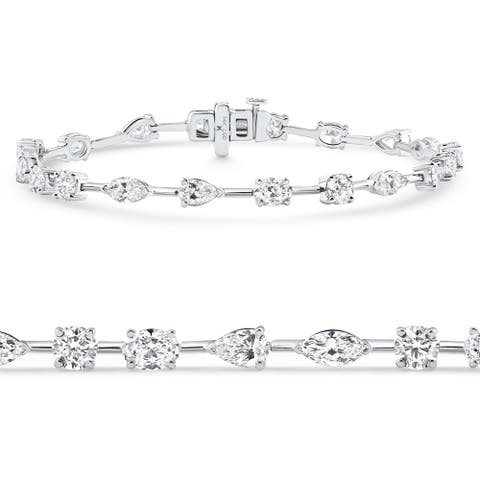 5Ct Mixed Cut Diamond Tennis Bracelet 7" 14k Gold Lab Grown