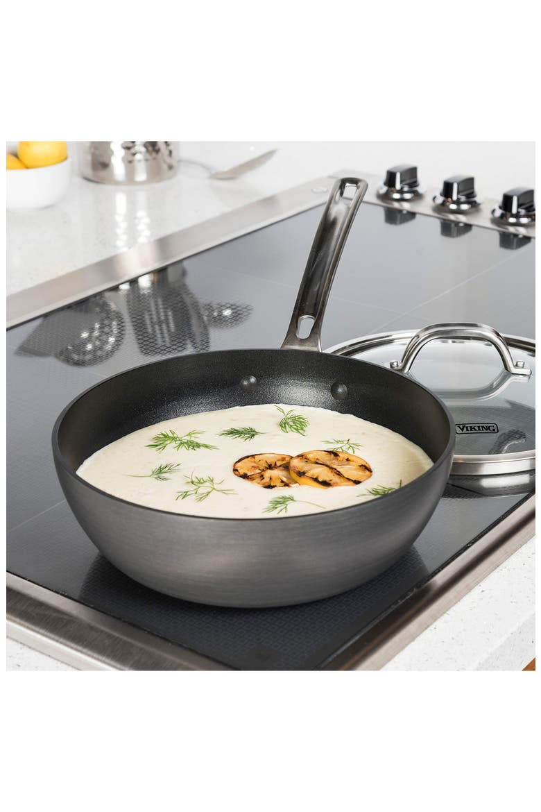 3-Quart Hard Anodized Nonstick Saucier with Lid, Alternate, color, DARK GREY