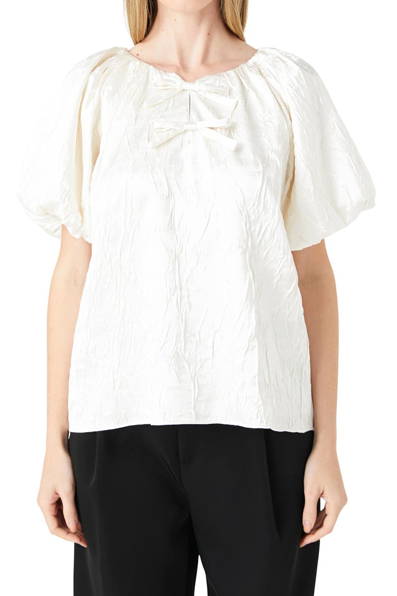 Crinkle Satin Top, Alternate, color, CREAM