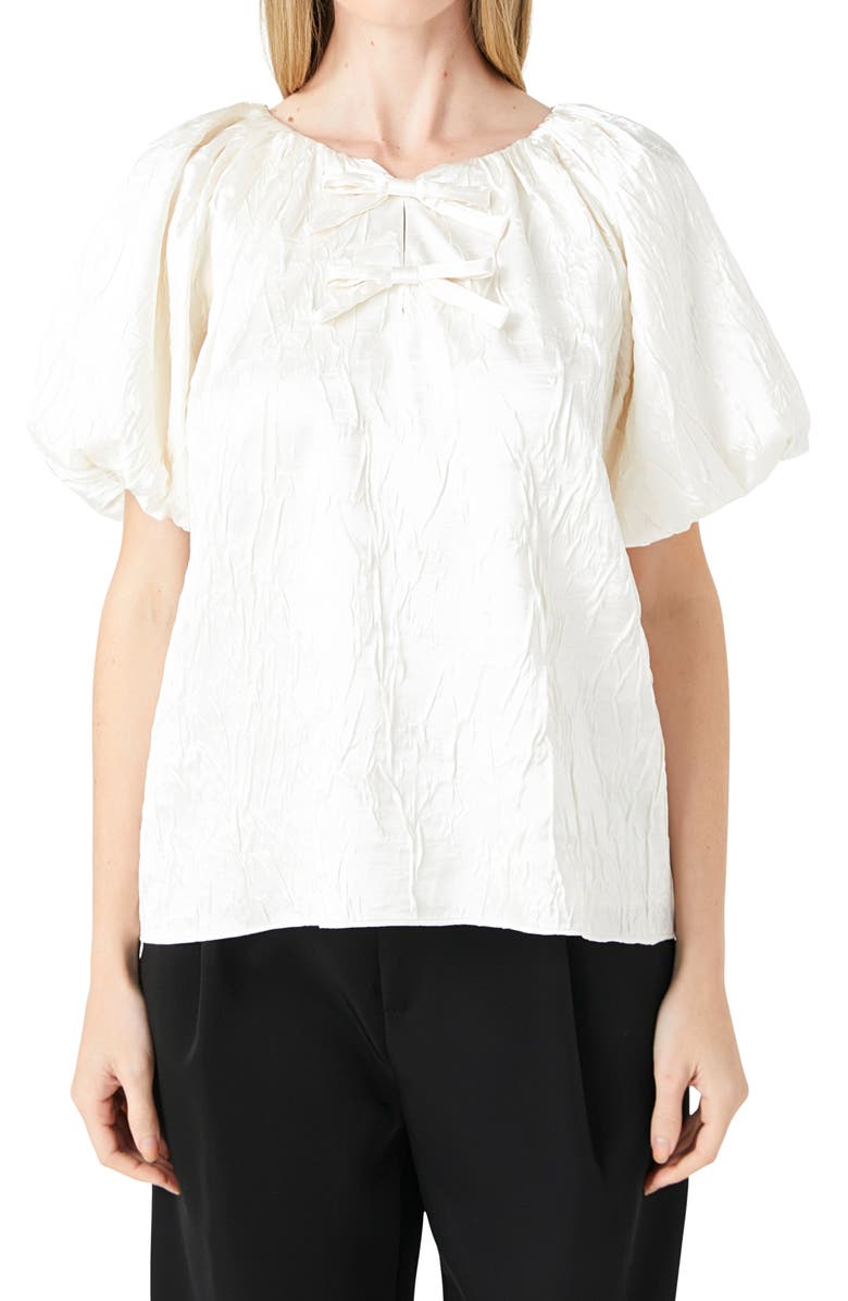 Endless Rose Crinkle Satin Top, Alternate, color, Cream