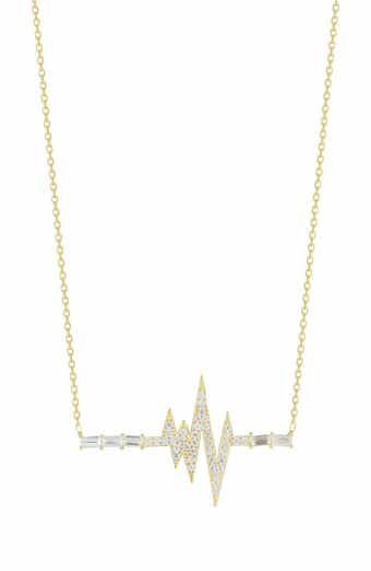 Pavé CZ Heartbeat Pendant Necklace