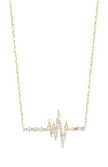 Sphera Milano Pavé Cz Heartbeat Pendant Necklace In Gold