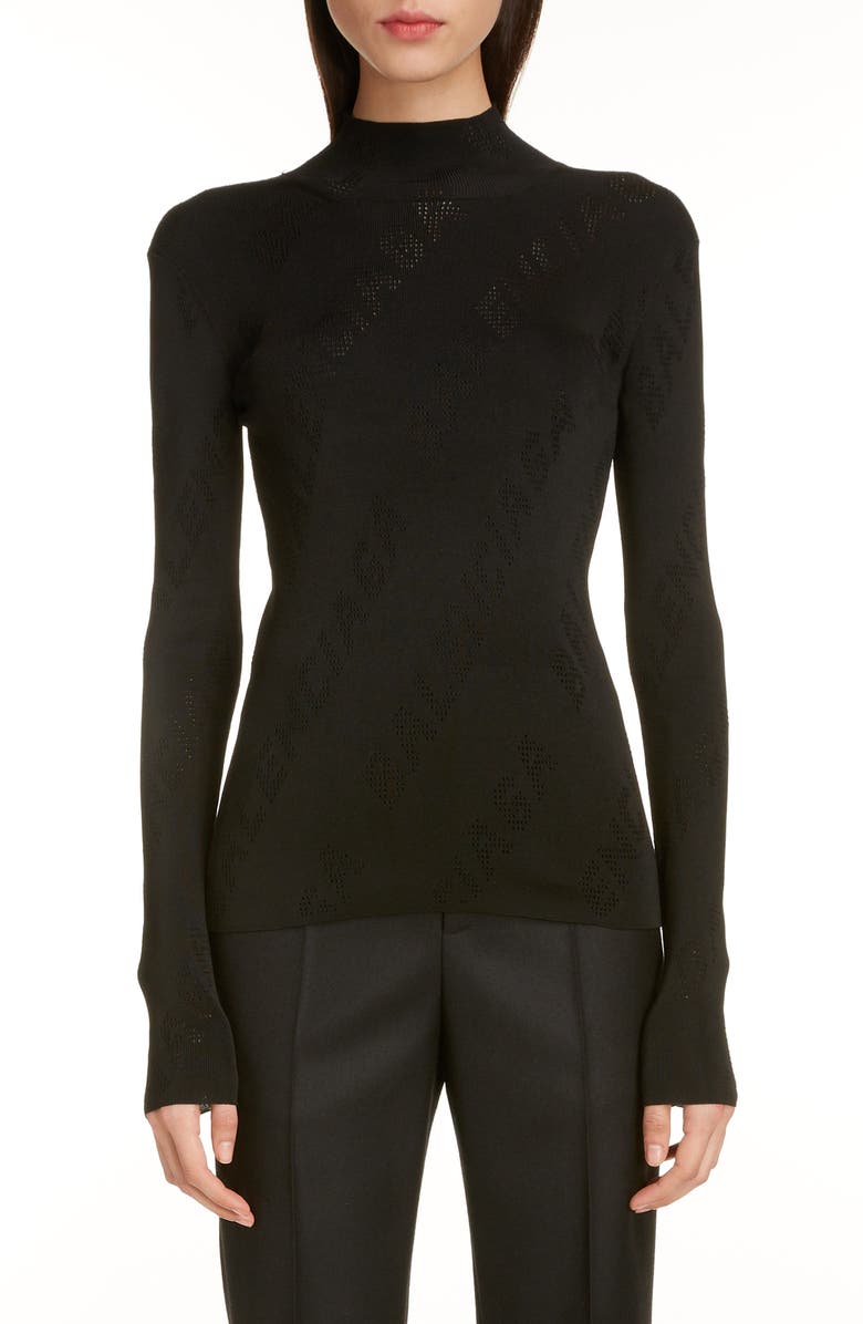 Balenciaga Pointelle Logo Sweater, Main, color,