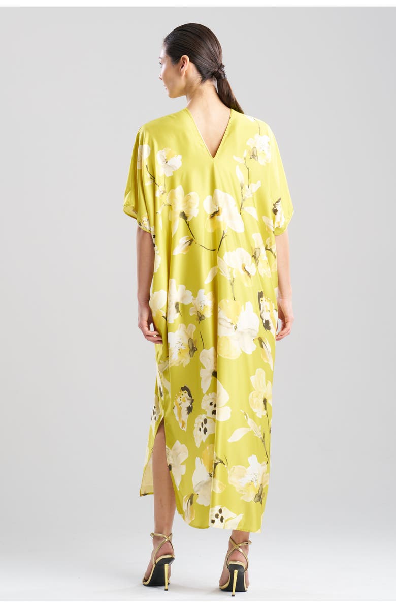 Natori Aurelia Charmeuse Caftan, Alternate, color, Chartreuse
