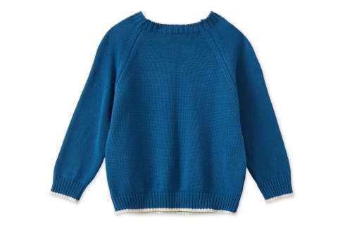 Vild House Of Little Organic Cotton Nordic Knit Pullover In Fjord Blue