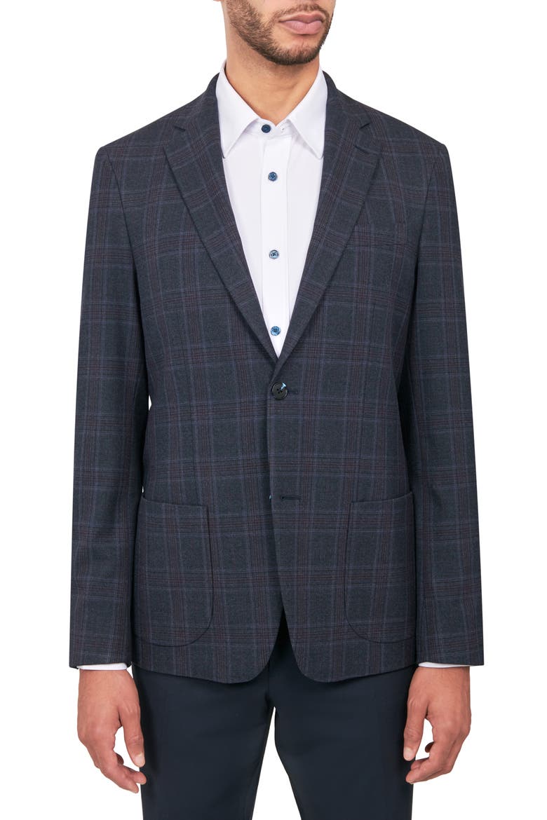 Slim Fit Plaid Sport Coat, Main, color, NAVY