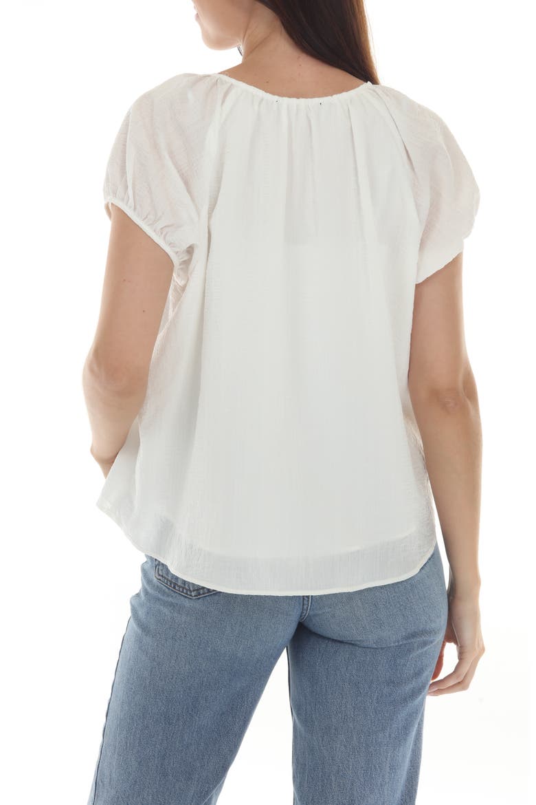 Button Front Short Sleeve Top, Alternate, color, WHITE
