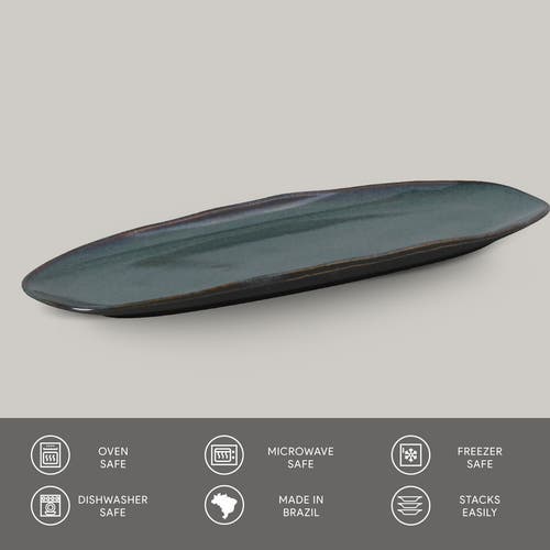 Porto Brasil Shallow Organic Oval Platter Small Set Of 4 In Blue
