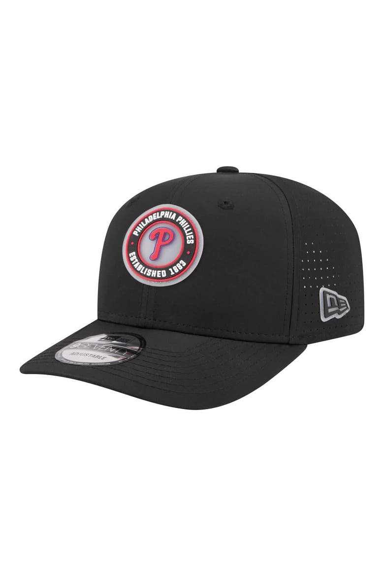 Men's New Era  Black Philadelphia Phillies Circle 9SEVENTY Adjustable Hat, Main, color, Black