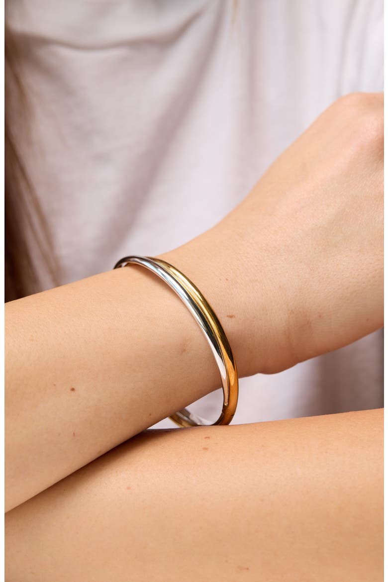 Two-Tone 14K Gold Bangle, Alternate, color, 14K WHITE YELLOW GOLD