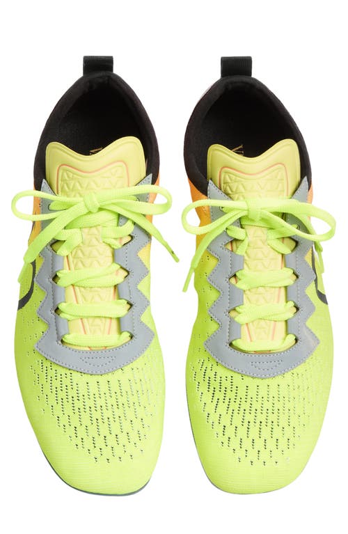 Valentino Lime Green And Fluorescent Orange Sporty Sneakers In Cotton And Pu Bold Design In Lime/orange Fluo