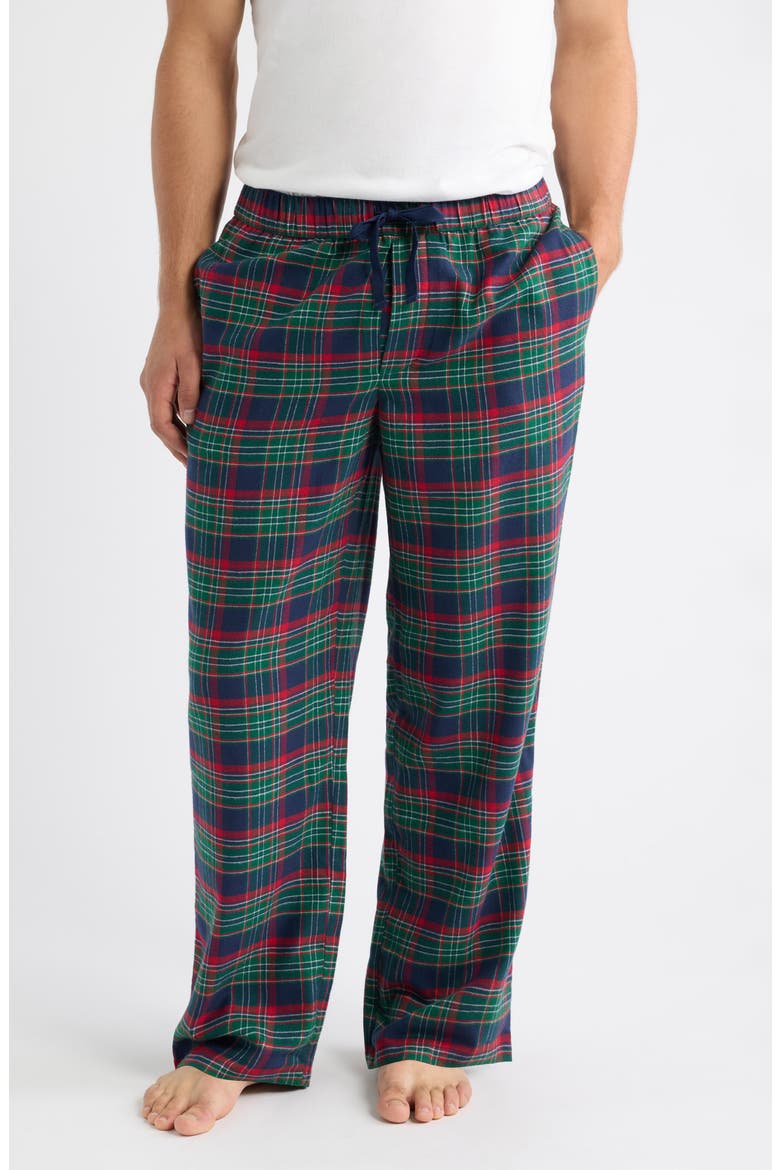 Plaid Flannel Pajamas, Alternate, color, NAVY- RED DAVIA PLAID