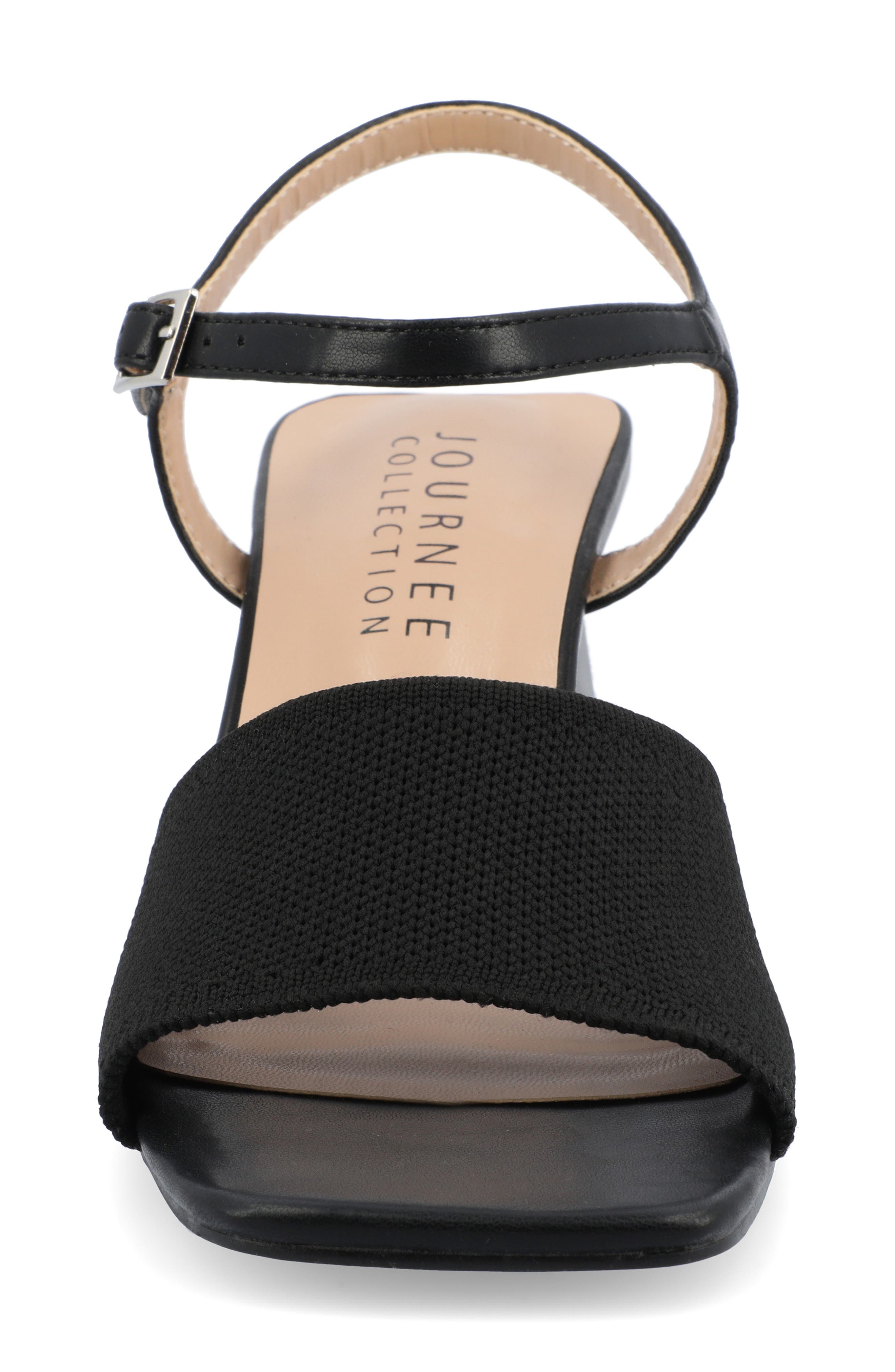 Journee Collection Evylinn Knit Block Heel Sandal, Alternate, color, 
