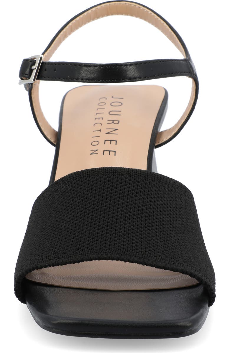 Journee Collection Evylinn Knit Block Heel Sandal, Alternate, color, Black