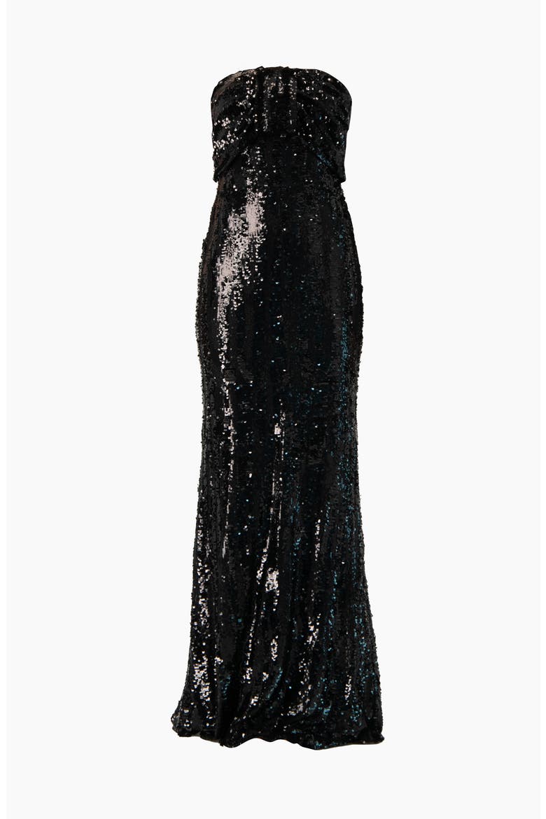 Strapless Sequin Column Gown, Alternate, color, Black