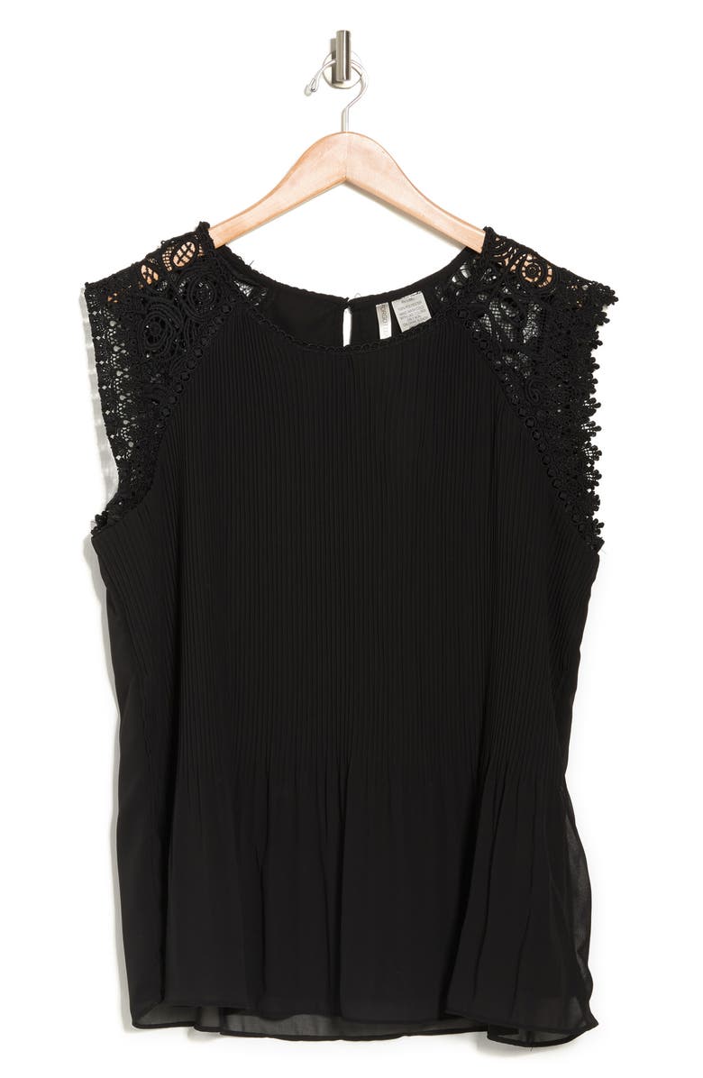 Forgotten Grace Pleated Crochet Shoulder Top, Alternate, color, 