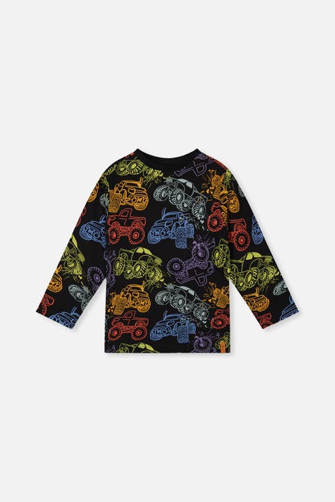 Organic Cotton Monster Truck Graphic Long Sleeve T-Shirt