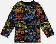 Deux par Deux Organic Cotton Monster Truck Graphic Long Sleeve T-Shirt