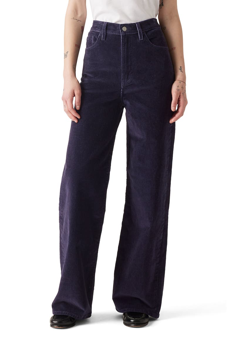 Ribcage High Waist Wide Leg Corduroy Jeans, Main, color, NIGHTWATCH BLUE