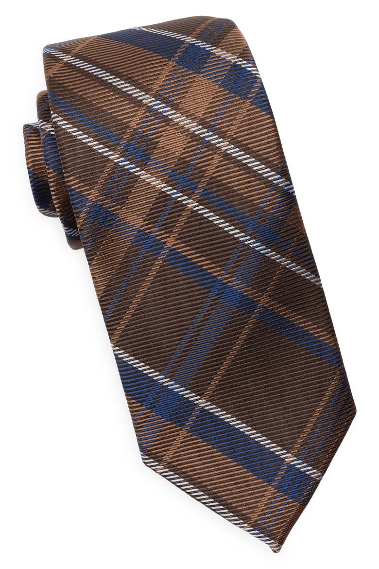 Pasadena Plaid Tie, Main, color, BROWN