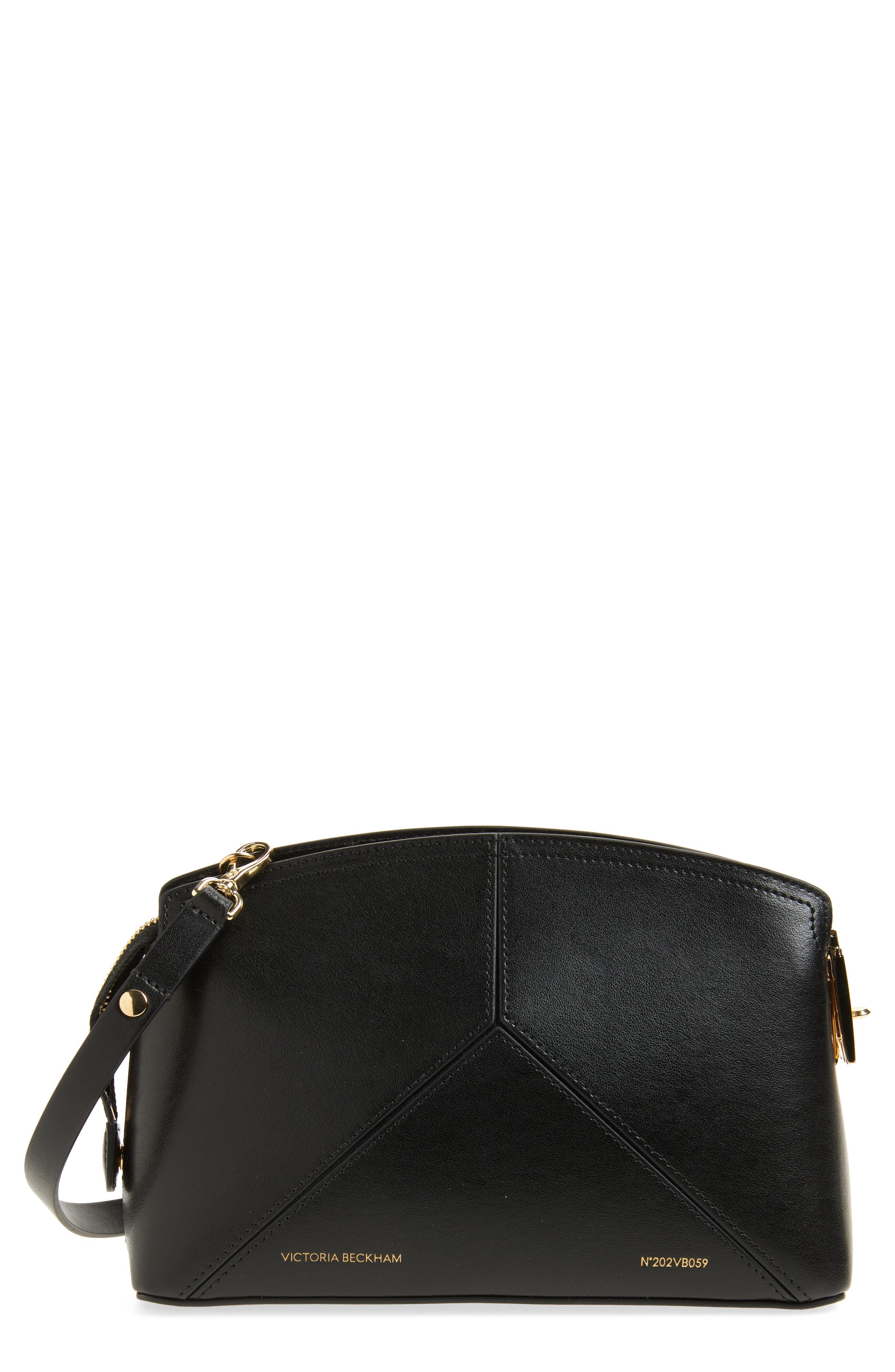 Victoria Beckham Victoria Leather Crossbody Bag, Main, color, Black