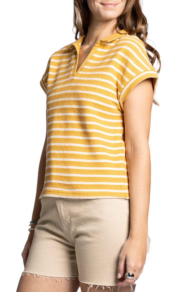 Thread & Supply Jenna Knit Polo, Alternate, color, Yellow White