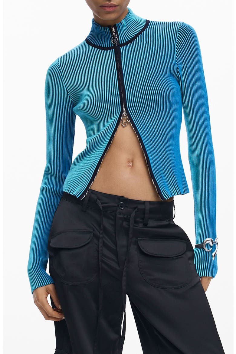 Front Zip Rib Jacket, Main, color, BLUE