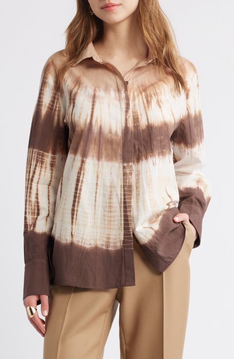 Print Cotton Button-Up Shirt