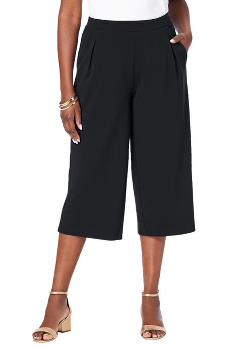 Wide-Leg Crop Crepe Pants (Plus)