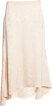 Victoria Beckham Floral Jacquard Asymmetric Satin Midi Skirt