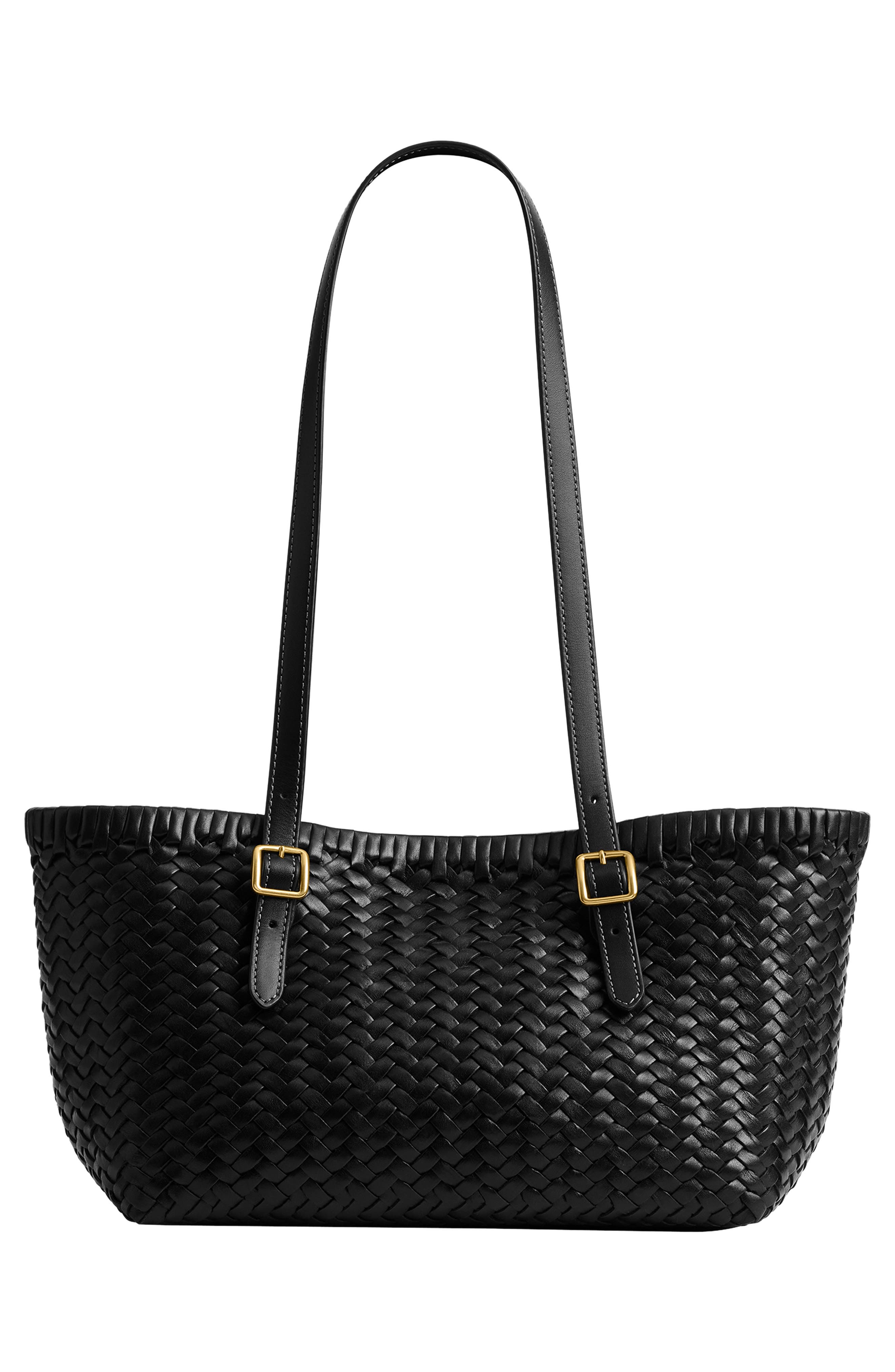 COACH Woven Leather Swing Tote, Alternate, color, 