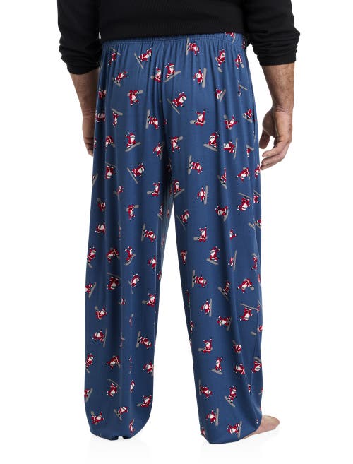Harbor Bay By Dxl Big & Tall Santa Printed Lounge Pants In Blue