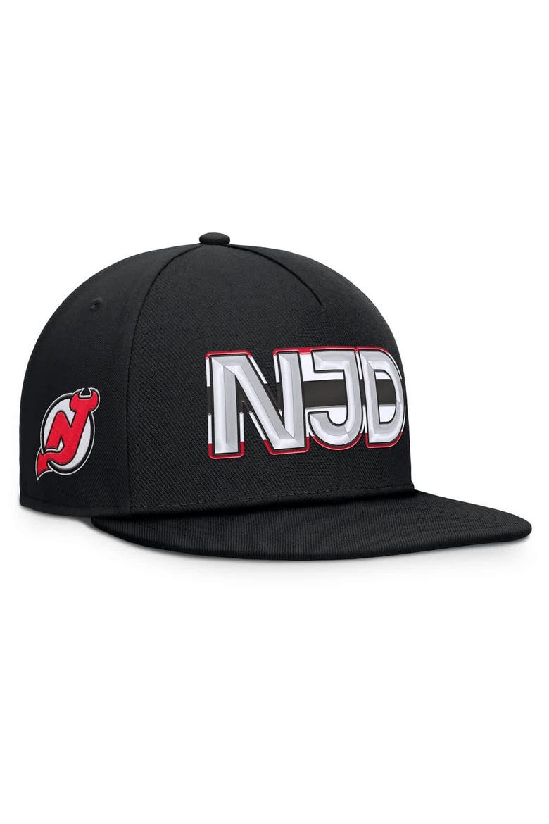 Men's Fanatics Black New Jersey Devils Authentic Pro Rink Team Code Snapback Hat, Main, color, Black