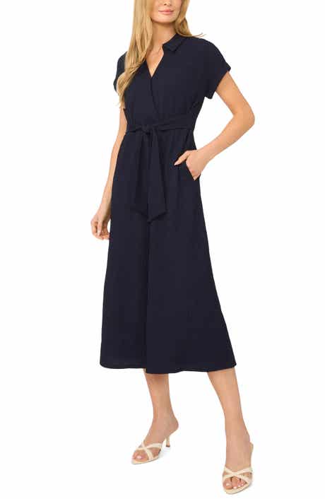 Tie Belt Textured Midi Dress