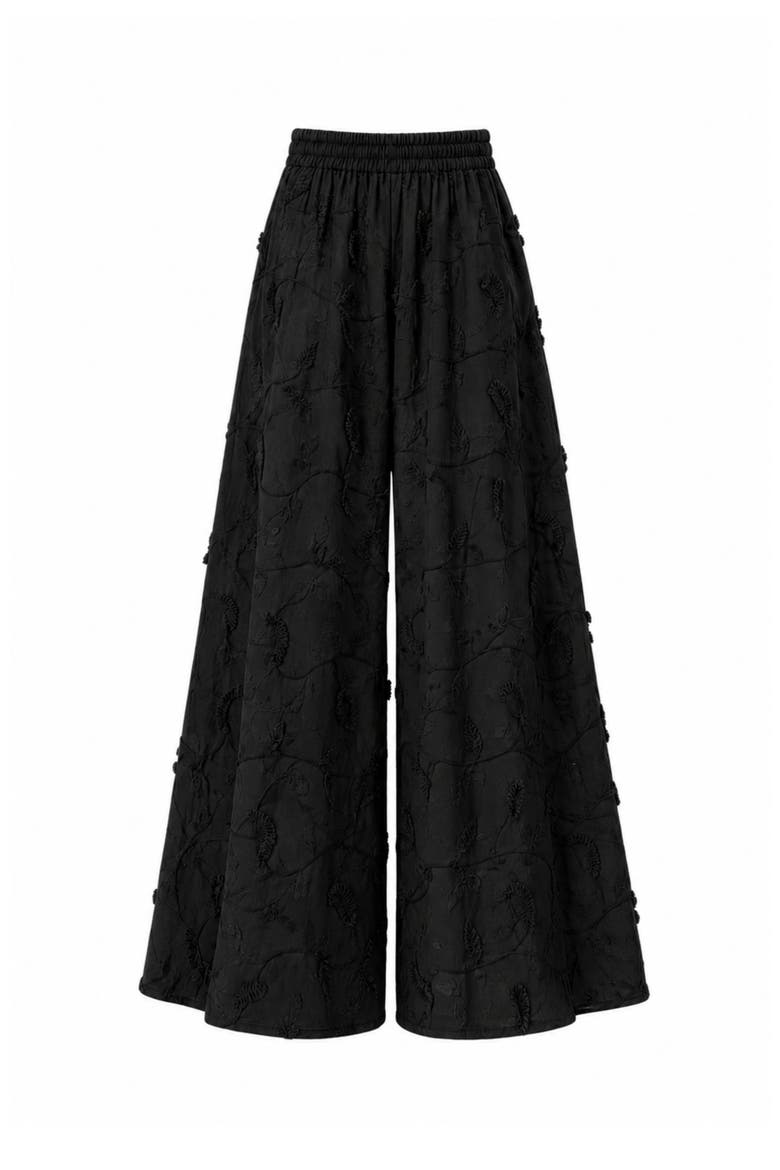 Embroidered Cotton Jant Pants, Alternate, color, Kheff Noir