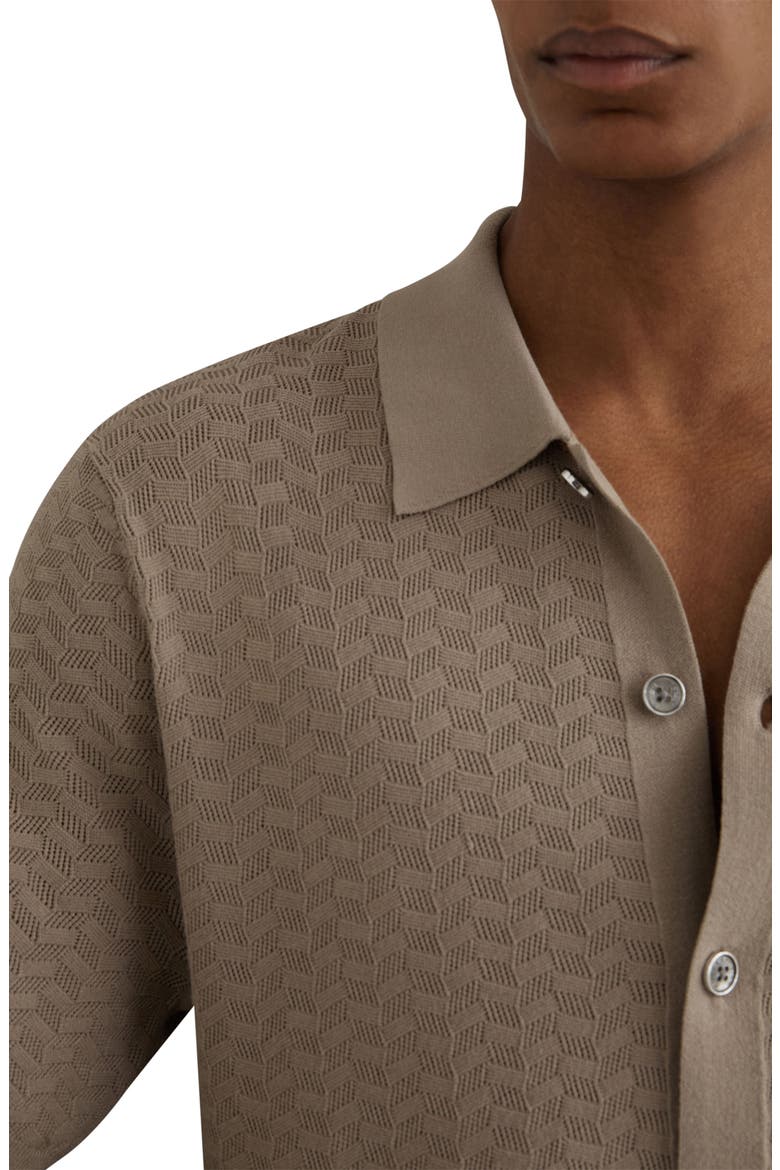 Phoenix Chevron Knit Wool Full Button Cardigan, Alternate, color, TAUPE BROWN