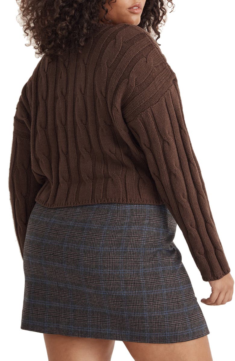 Madewell Cable Knit V-Neck Crop Sweater, Alternate, color,