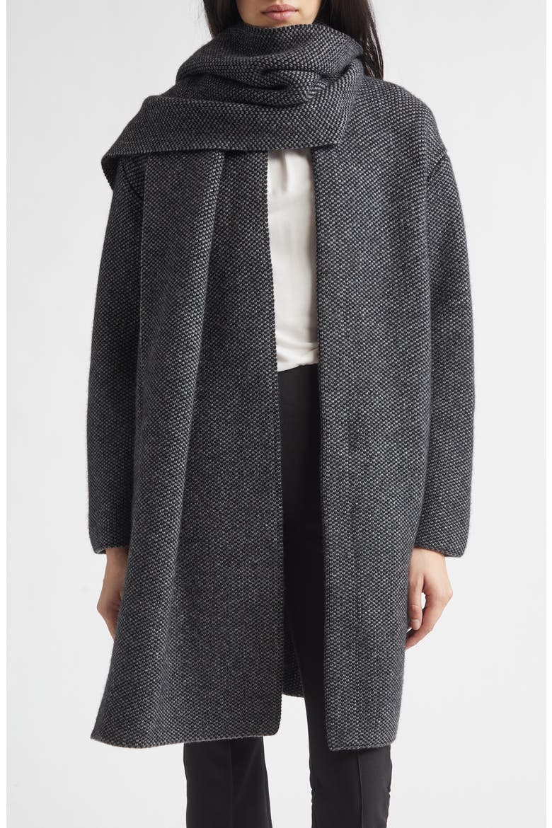 Drape Sweater Coat, Main, color, BLACK/ DARK HEATHER GREY