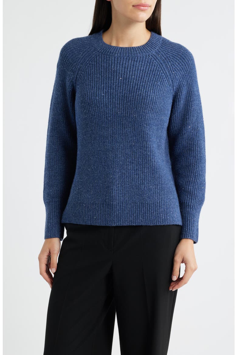 Spinks Metallic Crewneck Sweater, Main, color, INDIGO